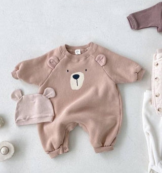 Cute Bear Face Fleece Sweater Jumpsuit - RYAN AND REMI