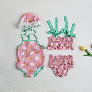 Baby Girls Floral Bandage Swimsuit With Hat - RYAN AND REMI