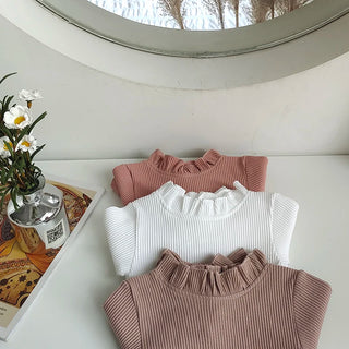 Ruffle Neck Long Sleeve Bodysuit Set