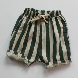 Striped Elastic Waist Shorts - RYAN AND REMI