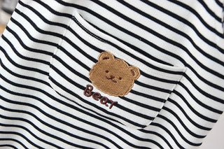 Striped Teddy Bear Overalls - RYAN AND REMI