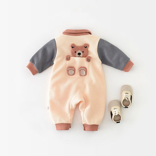 Teddy Bear Waffle Infant Boys Romper - RYAN AND REMI