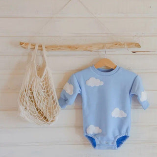 Soft Sky Blue Cloud Sweater Bodysuit - RYAN AND REMI