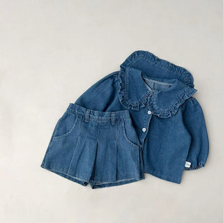 Denim Button Top Skort Set