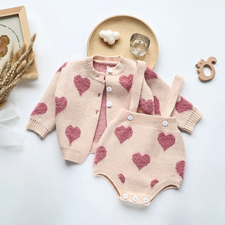 Heart Print 2 Piece Sweater Set - RYAN AND REMI