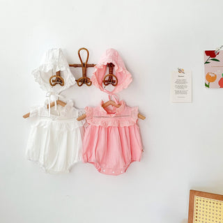 Summer Lace Cotton Baby Romper + Hat - RYAN AND REMI