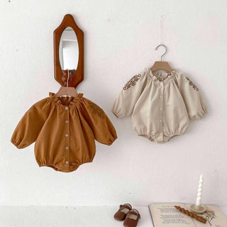 Corduroy Ruffle Collar Baby Romper - RYAN AND REMI