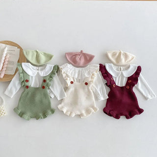 Knitted Ruffle Suspender Romper