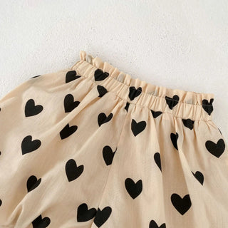 Double Layered Heart Print Shorts Set - RYAN AND REMI