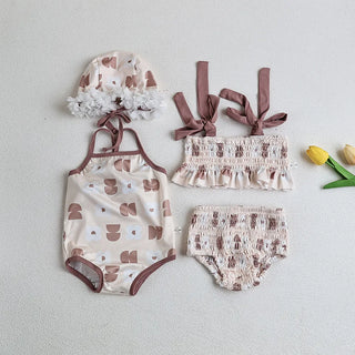 Baby Girls Floral Bandage Swimsuit With Hat - RYAN AND REMI