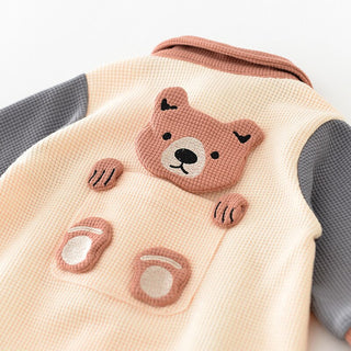 Teddy Bear Waffle Infant Boys Romper - RYAN AND REMI