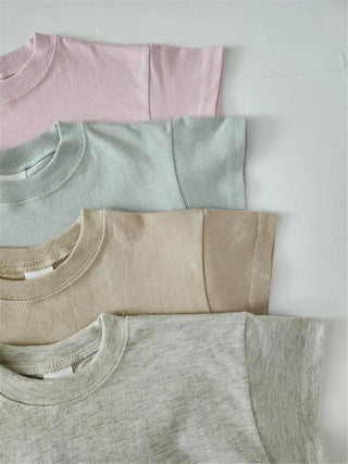 Neutral Cotton Tee And Shorts Set