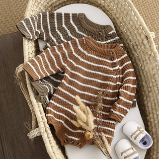 Warm Striped Baby Girls Romper - RYAN AND REMI