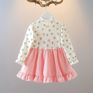 Corduroy Suspender Floral Dress