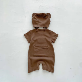 Waffle Bear Patch Jumpsuit Set - RYAN AND REMI