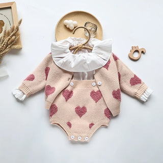 Heart Print 2 Piece Sweater Set - RYAN AND REMI