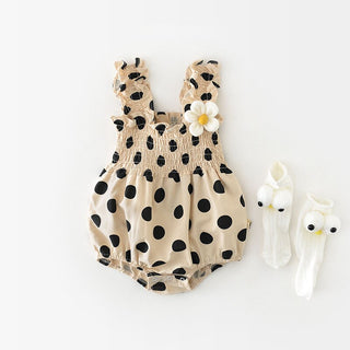 Baby Girl Polka Dot Flower Romper - RYAN AND REMI