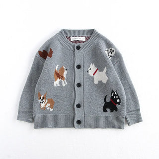 Jacquard Dog Cardigan Knitted Sweater