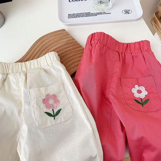 Embroidery Flower Girls Pants - RYAN AND REMI