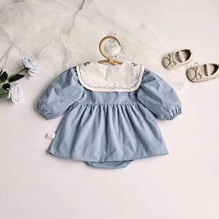 Solid Embroidery Collar Dress