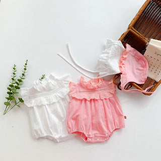 Summer Lace Cotton Baby Romper + Hat - RYAN AND REMI