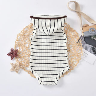 Sleeveless Striped Hooded Bodysuit