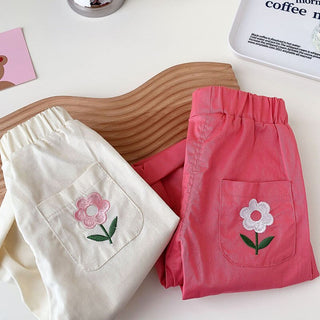 Embroidery Flower Girls Pants - RYAN AND REMI