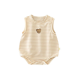 Teddy Bear Striped Sleeveless Bodysuit - RYAN AND REMI