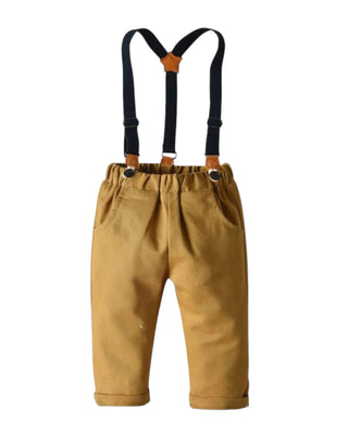 Long Sleeve Bow Tie Suspender Pants Set - RYAN AND REMI