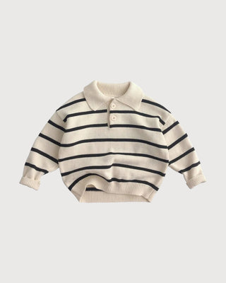 Striped Pullover Down Collar Sweater - RYAN AND REMI