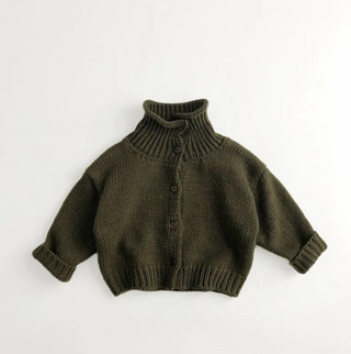 High Neck Knitted Button Up Sweater - RYAN AND REMI