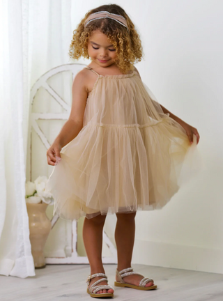 Layered Champagne Tulle Dress