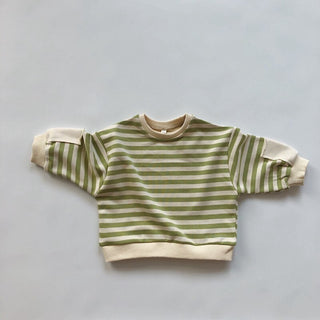 Striped Patch Long Sleeve  Pullover Sweater - RYAN AND REMI