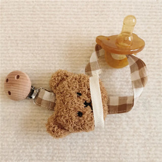 Checkered Bear Pacifier Clip Holder - RYAN AND REMI