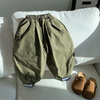 Kids Solid Warm Balloon Trousers Pants - RYAN AND REMI