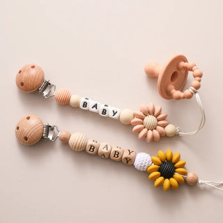 Floral Wooden Clip Pacifier Holder - RYAN AND REMI