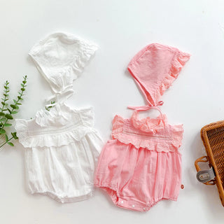 Summer Lace Cotton Baby Romper + Hat - RYAN AND REMI