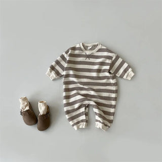 Casual Long Sleeve Striped Romper