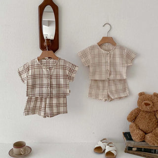 Boys Summer Plaid Shorts Set - RYAN AND REMI