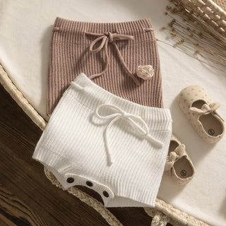 Baby Girls  Solid Color Knit Shorts - RYAN AND REMI