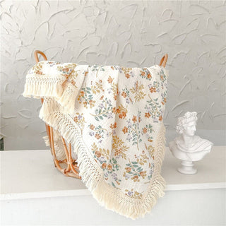 Floral Tassel Swaddle Blanket - RYAN AND REMI