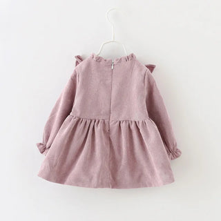 Ruffle Ribbon Corduroy Dress