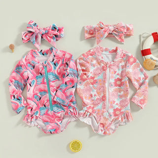 Baby Girl 2 Pcs Long Sleeve Cute Swimwear - RYAN AND REMI