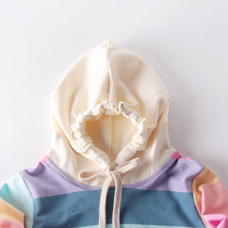 Long Sleeve Rainbow Color Hooded Romper - RYAN AND REMI