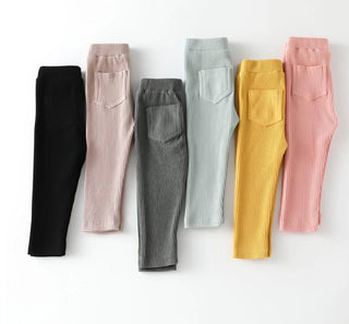 Ribbed Double Pocket Leggings Pants - RYAN AND REMI