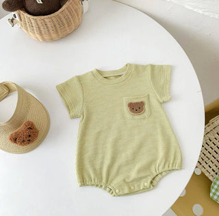 Soft Teddy Bear Pocket bodysuit Onesie - RYAN AND REMI