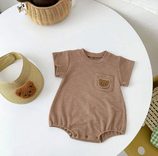 Soft Teddy Bear Pocket bodysuit Onesie - RYAN AND REMI