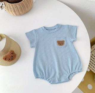 Soft Teddy Bear Pocket bodysuit Onesie - RYAN AND REMI